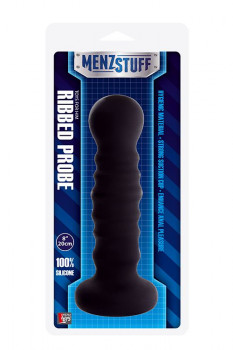 Чёрная рельефная пробка Menzstuff Ribbed Probe - 21 см.