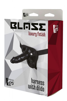 Черный страпон Harness With Dildo - 13 см.