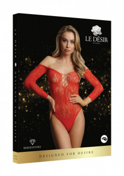 Изящное боди Wonder Rhinestone Bodysuit с длинным рукавом, красный