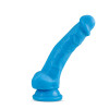 Голубой реалистичный фаллоимитатор на присоске Neo 7.5Inch Dual Density Cock W. Balls - 19 см.