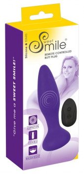 Фиолетовая анальная вибропробка RC Butt Plug - 14,5 см.