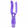 Фиолетовый анально-вагинальный вибратор Extreme Dual Vibrator - 25 см.