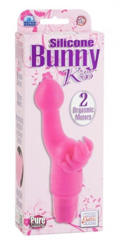 Розовый вибромассажер клиторально-вагинальный Bunny Kiss
