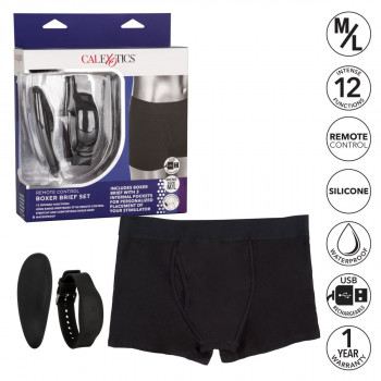 Черные трусы-боксеры с вибромассажером Remote Control Panty Set M/L, черный