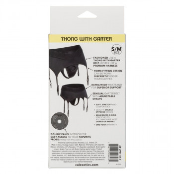 Черные трусики для страпона Thong with Garter размера S/M, черный