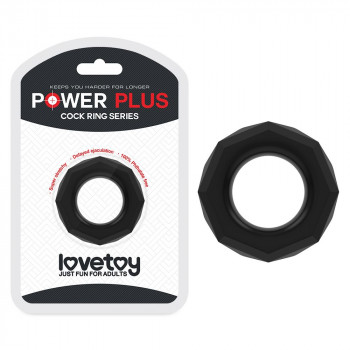 Черное эрекционное кольцо с гранями Power Plus Cockring