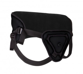 Чёрный страпон Deluxe Silicone Strap On 10 Inch - 25,5 см.