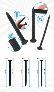 Набор из 3 винтовых уретральных плагов Screw Dilator