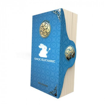 Голубой вибратор с рельефом и клиторальным зайчиком Magic Tales Blue Rabbit - 24 см.