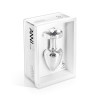 Серебристая пробка Anni round silver plated T3 с прозрачным кристаллом - 9 см.