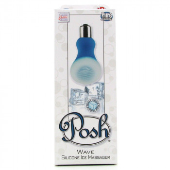 Голубой мини-вибратор Posh Silicone Ice Massager Wave со съемной насадкой для заморозки