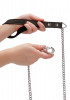 Черный поводок Leather Handle Chain Lead