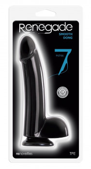 Чёрный гладкий фаллоимитатор Renegade 7 Smooth Dong - 19,8 см.