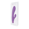 Фиолетовый вибратор с клиторальным пальчиком Tiny Rabbit Silicone - 15 см.
