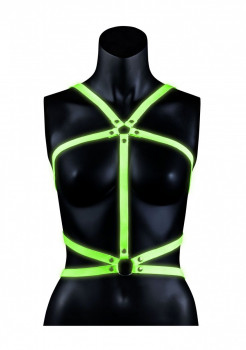 Портупея Body Harness с неоновым эффектом - размер S-M, зеленый с черным