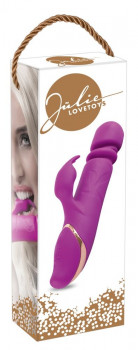 Фиолетовый вибратор с клиторальным стимулятором Julie Lovetoys - 21,5 см.