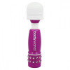 Фиолетово-белый жезловый мини-вибратор с кристаллами Mini Massager Neon Edition