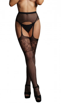 Чулки на поясе Garterbelt Stockings With Lace Top, черный