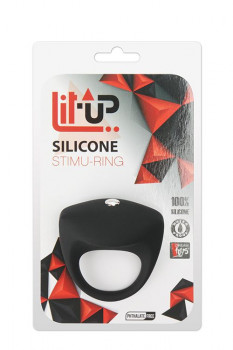 Чёрное эрекционное кольцо Lit-UP Silicone Stimu Ring 8