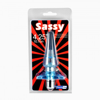 Голубая анальная вибровтулка Sassy - 10,7 см.