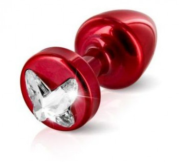 Красный алюминиевый плаг Anni R Butterfly Red T1 Crystal с кристаллом крестообразной формы - 6 см.