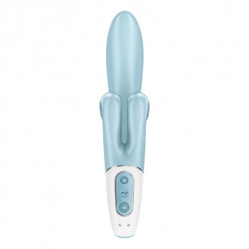 Голубой вибратор-кролик Touch me - 21,2 см.
