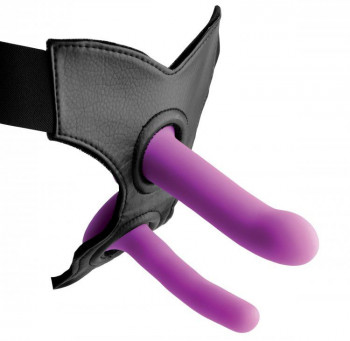 Набор из 2 фиолетовых насадок для пояса харнесс Incurve Silicone G-spot Duo Dildo Set