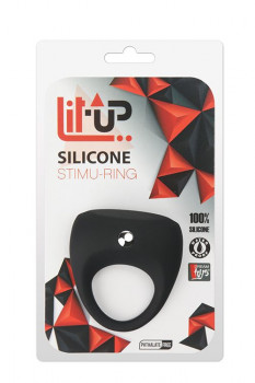 Чёрное эрекционное кольцо Lit-UP Silicone Stimu Ring 7