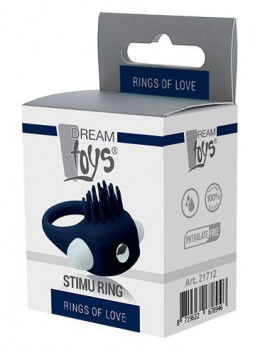 Синее эрекционное виброкольцо Stimu Ring