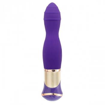 Фиолетовый вибратор с ротацией Ecstasy Deluxe Rippled Vibe - 20 см.