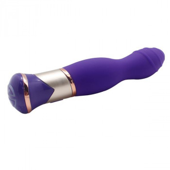Фиолетовый вибратор с ротацией Ecstasy Deluxe Rippled Vibe - 20 см.