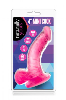 Розовый фаллоимитатор на присоске Naturally Yours 4Inch Mini - 12 см.