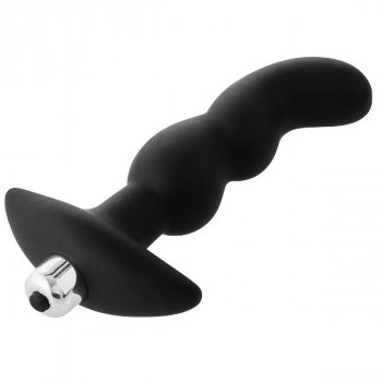 Черная вибропробка для простаты FantAsstic Vibrating Prostate Plug - 14,5 см.