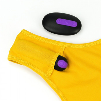 Сексуальные трусики с вибропулей Bitch Vibrating Panties - Size L, желтый