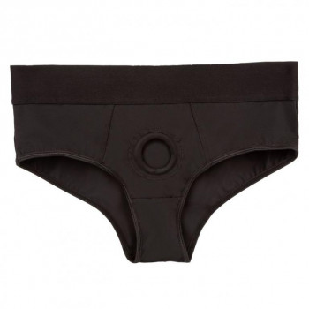 Черные трусы для страпона Backless Brief Harness S/M, черный