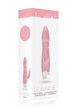 Розовый вибратор Loraine со стимулятором клитора - 16,2 см.