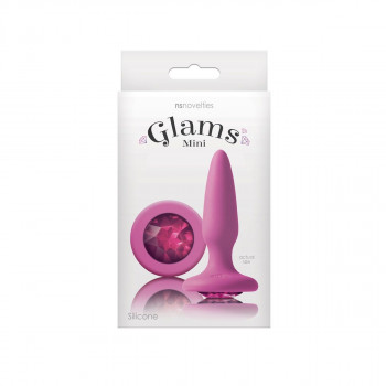 Розовая анальная пробка с розовым кристаллом Glams Mini Pink Gem - 8,4 см.
