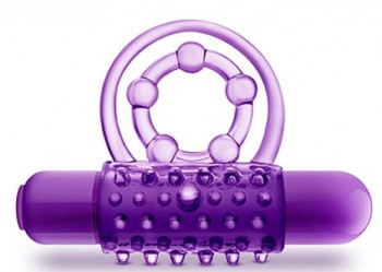 Фиолетовое эрекционное виброкольцо The Player Vibrating Double Strap Cock Ring