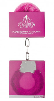 Розовые пушистые наручники Ouch! Pink