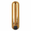 Золотистая вибропуля в чехле для хранения Rechargeable Hideaway Bullet - 7,5 см.
