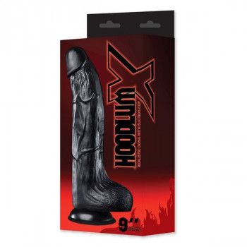 Черный фаллоимитатор Hoodlum 9Inch Realistic Dong - 23 см.