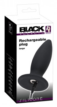 Чёрная перезаряжаемая анальная пробка Black Velvets Recharge Plug L - 14,7 см.