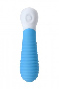 Голубой мини-вибратор S-Hande Mini 2 с ребрами - 11,8 см.