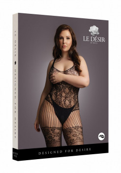 Ажурный кэтсьюит Lace and Fishnet Bodystocking, черный