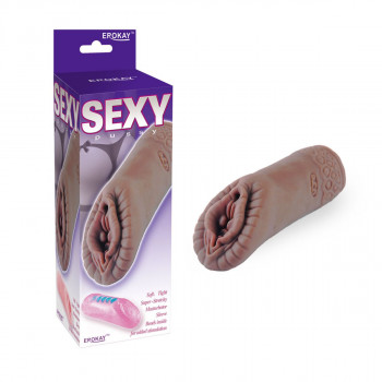 Коричневый мастурбатор Sexy Pussy with Beads Tube