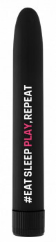 Черный гладкий вибромассажер #EatSleepPlayRepeat - 17,2 см.