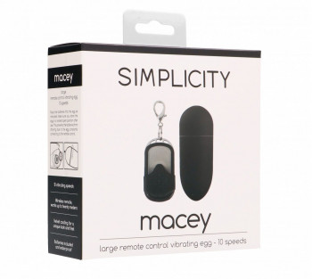 Чёрное виброяйцо Macey с пультом ДУ - 8 см.