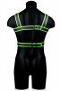 Стильная портупея Body Harness с неоновым эффектом - размер L-XL, черный с зеленым