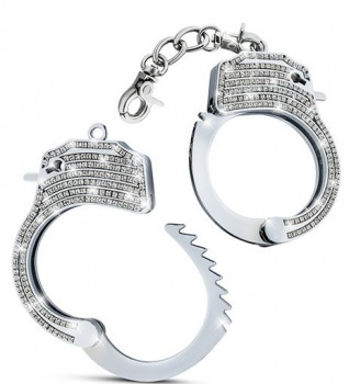 Серебристые наручники со стразами Bling Cuffs