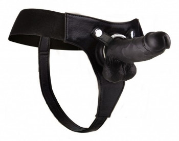 Чёрный страпон Realistic 8 Inch Strap-On - 20 см.